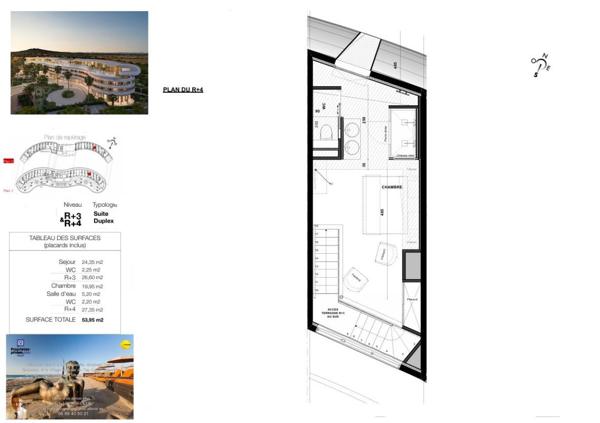 Le haut de gamme s'invite dans ce Duplex de près de 54 m² au sein du village naturiste du Cap d'Agde