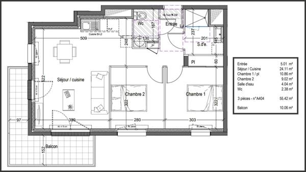 Appartement à vendre 3 pièces 55 m² Clermont-Ferrand