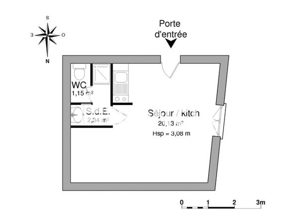 Location Studio 23.62 m² - 18 RUE MONTHYON Bordeaux 33800