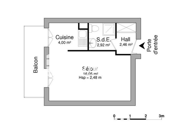 Location Studio 25.43 m² - 16 AVENUE ANDRE MALRAUX Bussy Saint Georges 77600