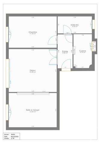 Appartement F3 à vendre  3 pièces - 59,63 m 2   LEVALLOIS PERRET  - 92