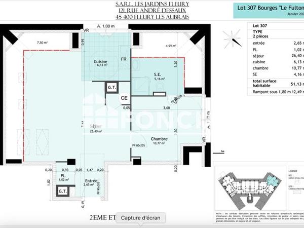 Location Appartement 2 pièces 51.13 m² - 2 RUE LE FULTON Bourges 18000