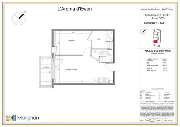 Appartement 2 pièces                                        - 44120 Vertou Réf : 12076