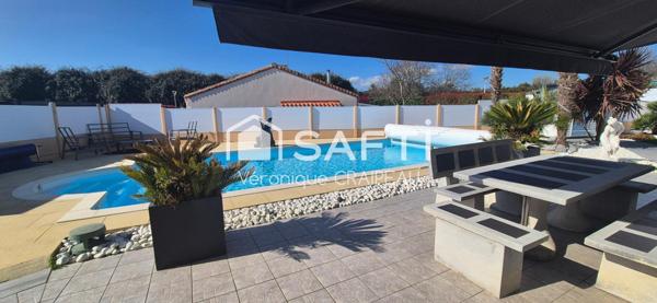 Maison aux beaux volumes sans travaux avec 3 chambres, 1 bureau, véranda avec jacuzzi et piscine chauffée, le tout sur terrain clos proche tous services.