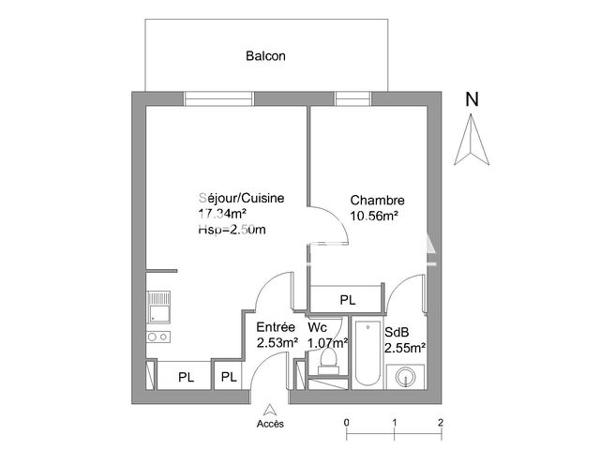Location Appartement 2 pièces 34.05 m² - 405 RUE DU PAS DU LOUP Montpellier 34070