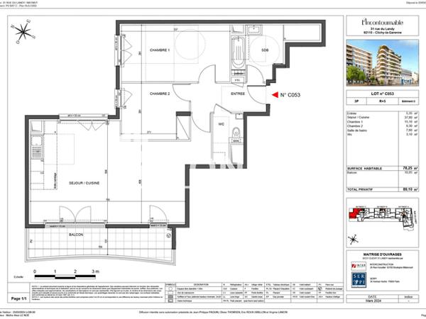 Location Appartement 3 pièces 78.5 m² - Clichy 92110