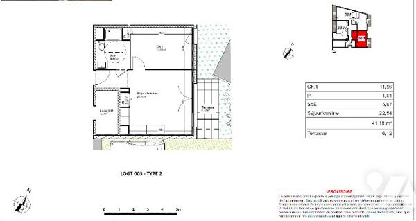 APPARTEMENT T2 AVEC TERRASSE - 41,18 m2 -  RESIDENCE INTIMISTE