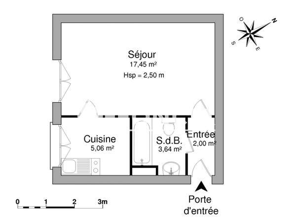 Location Studio 28.15 m² - 3 RUE DE STRASBOURG Limoges 87100
