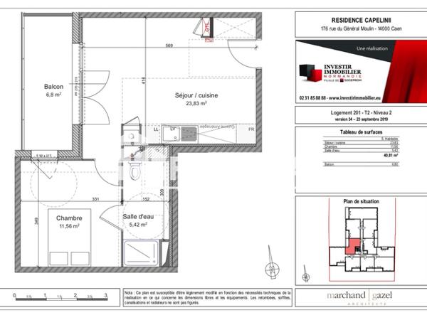 Location Appartement 2 pièces 40.82 m² - 176 RUE GENERAL MOULIN Caen 14000