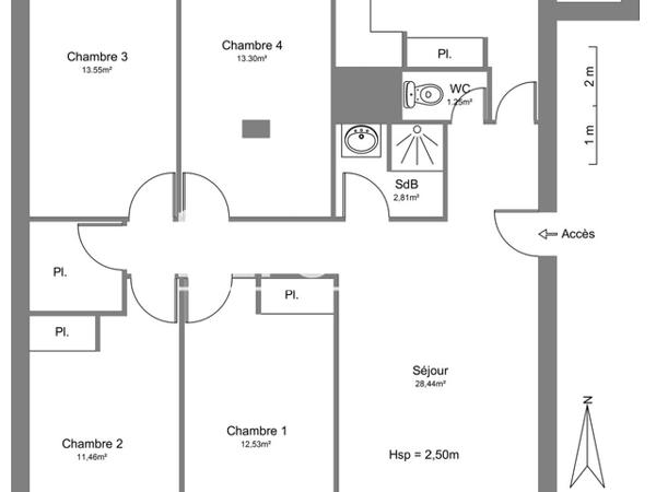 Location Appartement meublé 5 pièces 95.01 m² - BOULEVARD LACAUSSADE Tarbes 65000