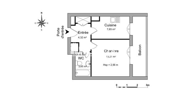 Location Studio 28.78 m² - Valence 26000