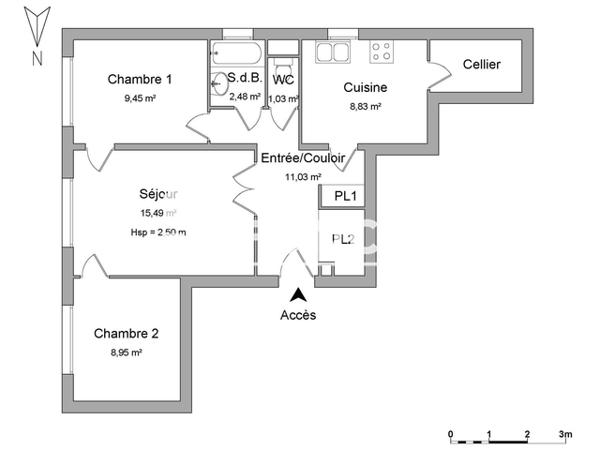 Location Appartement 3 pièces 59.89 m² - RESIDENCE LE CHAMBORD Voiron 38500