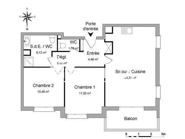 Location Appartement 3 pièces 63.05 m² - CLOS SAINTE BARBE - BAT. 1 Volmerange Les Mines 57330