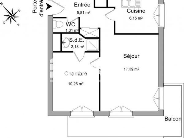 Location Appartement 2 pièces 42.8 m² - 96 RUE ANDRE SAGET Laval 53000