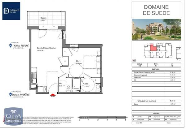 Appartement à louer 2 pièces 40.8m²
