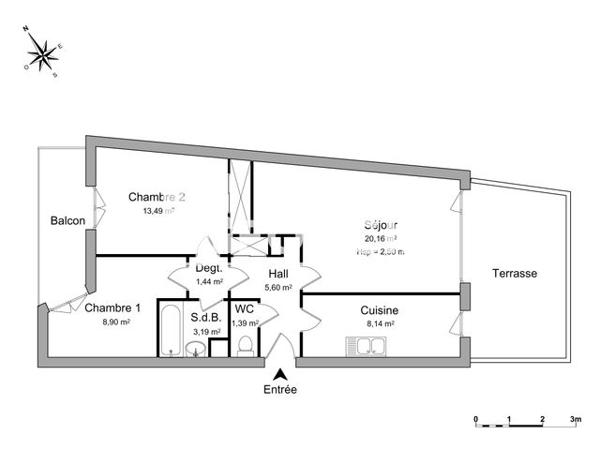 Location Appartement 3 pièces 62.31 m² - 24 BOULEVARD DE L'EVASION Cergy Le Haut 95800