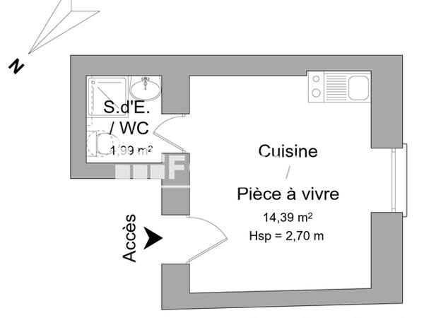 Location Studio meublé 16.86 m² - 7 PLACE IMBACH Angers 49000