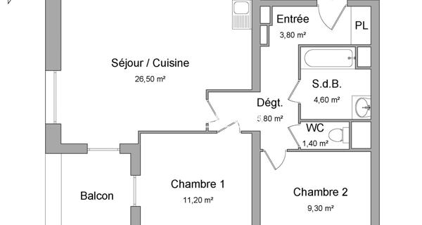 Location Appartement 3 pièces 62.6 m² - Schiltigheim 67300