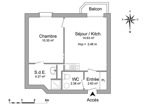 Location Appartement 2 pièces 34.31 m² - 32 RUE LECHESNE Le Mans 72000
