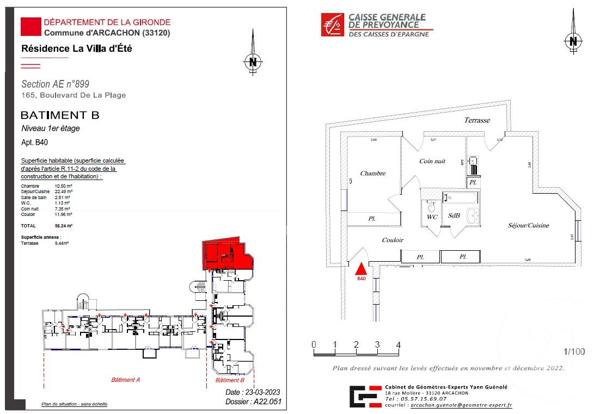 Appartement F2 à vendre  2 pièces - 40,95 m 2   ARCACHON  - 33