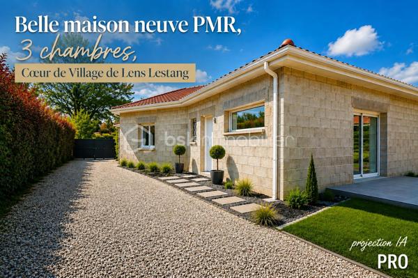 CELINE H IMMOBILIER propose en exclusivité une superbe villa neuve PMR RT 2012
📍 Lens-Lestang (26)

Idéalement située, cette villa neuve de plain-pied, conforme aux normes PMR, séduit par la qualité de sa construction et son agencement fonctionnel, crépie pour la vente.

Elle offre une pièce de vie spacieuse et lumineuse avec cuisine ouverte, 3 belles chambres, une salle d’eau moderne et accessible PMR, ainsi qu’une buanderie et un garage de plus de 30 m2.
Implantée sur un terrain plat et agréable d’environ 650 m², cette propriété constitue un cadre de vie idéal, alliant confort, accessibilité et modernité.
🔹 Construction récente
🔹 Prestations actuelles
🔹 Accessibilité totale PMR
🔹 Secteur calme et recherché
🔹 chauffage au sol (pompe à chaleur)

Bien rare sur le secteur – À découvrir sans tarder.

Céline 07 49 46 74 26
Vincent 06 33 50 28 68