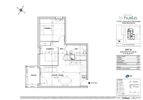 Appartement à vendre 3 pièces 53 m² Marcheprime