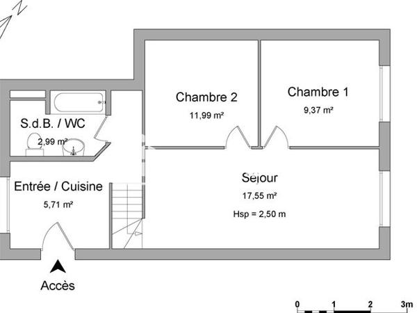 Location Appartement 3 pièces 47.82 m² - 42 RUE C PELLETAN Houilles 78800
