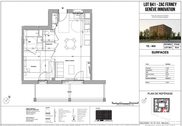 Appartement à vendre 2 pièces 45 m² Ferney-Voltaire