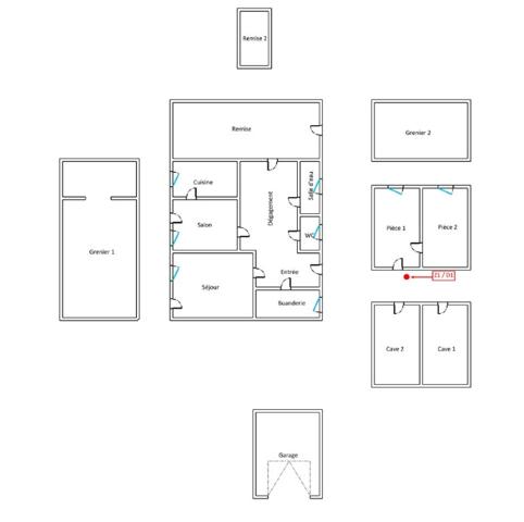 A SEES - une maison d'habitation à rénover (66m²) avec grandes dependances