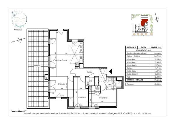 Appartement T2 récent avec balcon et parking - SAUTRON