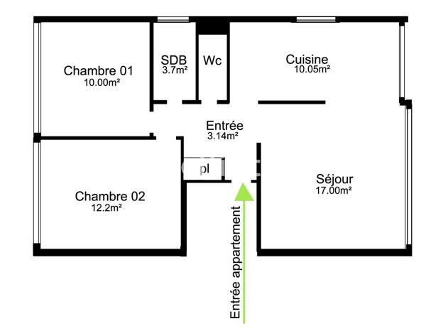 Appartement
         3 pièces
        - 61 m² 375 000 € *