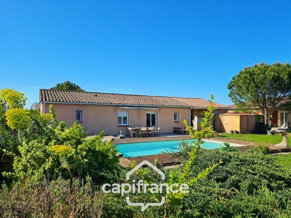 Belle villa de plain-pied de 96m² à Roquefort, 3 chambres, piscine et carport