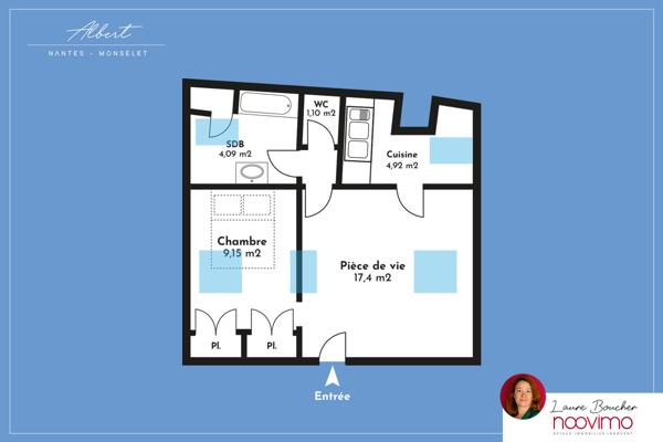 Nantes Hyper centre, centre ville, T1 bis en dernier étage