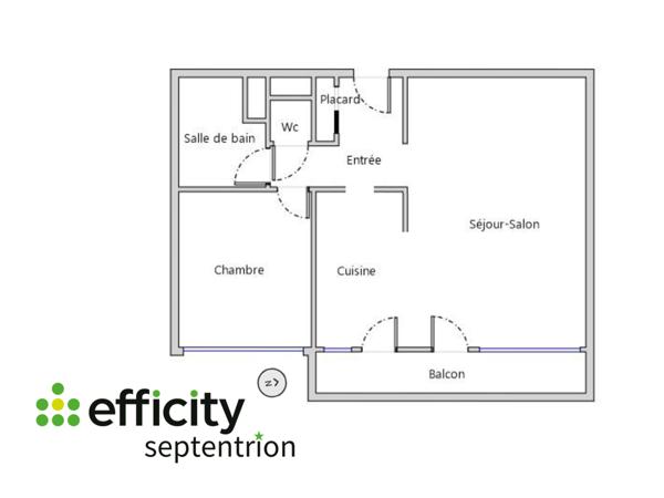 Appartement 2 pièces - 50 m² Exclusivité efficity