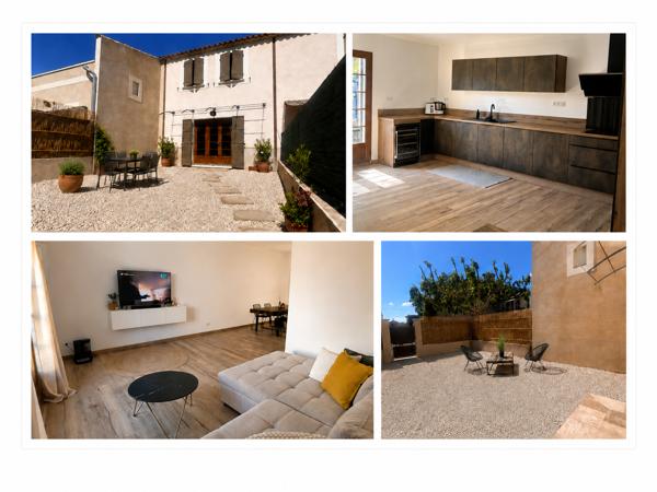 L'Isle-sur-la-Sorgue — Maison contemporaine où l'on pose ses valises, 2 cours (terrasses) privatives, parking A moins de 3 kms du centre historique de l'Isle sur la Sorgue , cette maison de 112 m² conjugue ce que beaucoup recherchent aujourd’hui : du charme, de la lumière, des extérieurs, du stationnement .