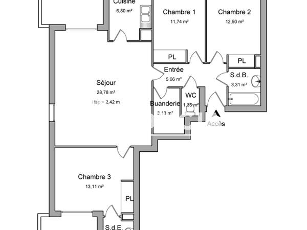 Location Appartement 4 pièces 89.98 m² - 7 RUE DE LA RIVIERE Cesson Sevigne 35510