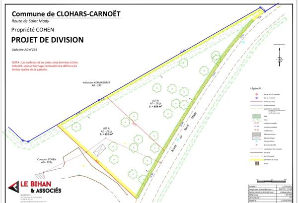 CLOHARS CARNOËT - TERRAIN A BATIR 839 M² - PROCHE PLAGES