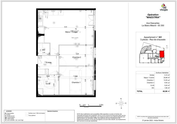 Appartement T3 neuf ? 61?m² ? Maestria Le Blanc-Mesnil ? Livraison T4 2025