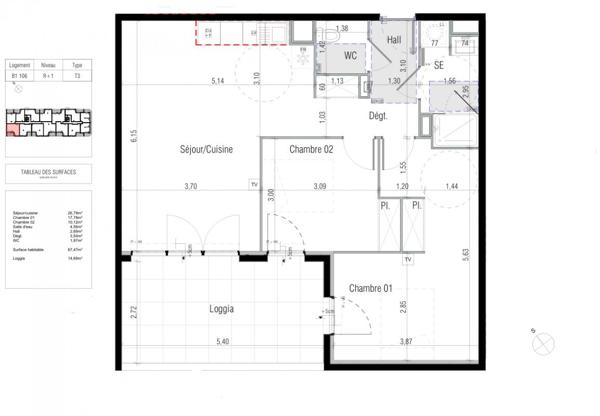 Élégant T3 de plus de 67 m² avec loggia. Prestations de qualité dans un environnement résidentiel prisé et paisible à Béziers