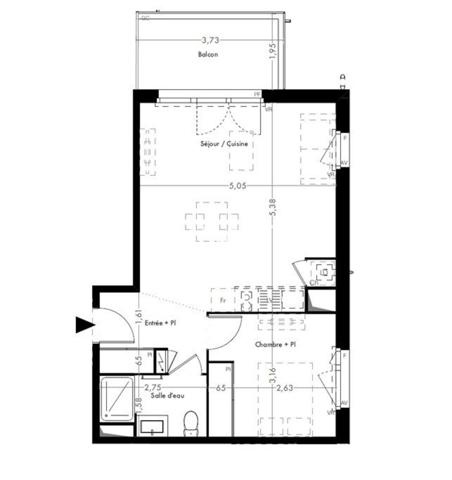 Appartement T2 neuf avec balcon et stationnements – Résidence moderne