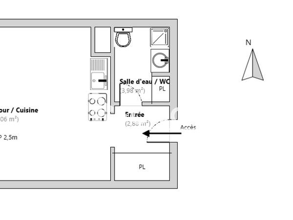 Location Studio 27.92 m² - 66 RUE DU PRIEURE-SAINT-THOMAS Epernon 28230