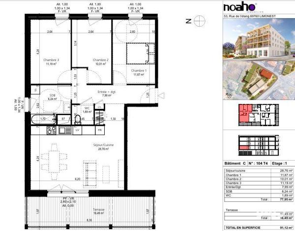 Appartement à vendre 4 pièces 77 m² Beaumont