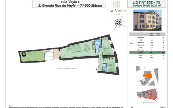 Appartement à vendre    3 pièces • 65,20 m2 Mâcon