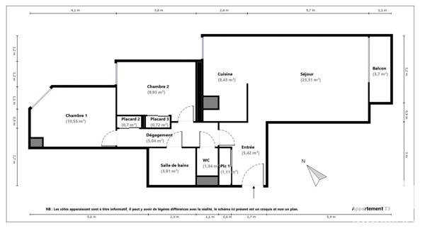 Appartement à vendre 3 pièces 70,36 m² Saint-Cloud