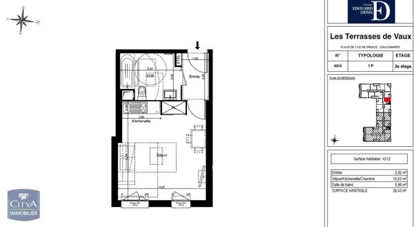 Appartement à louer 1 pièce 28.43m²