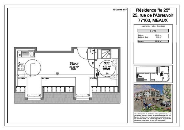 Appartement Meaux 1 pièce(s) 26.30m2