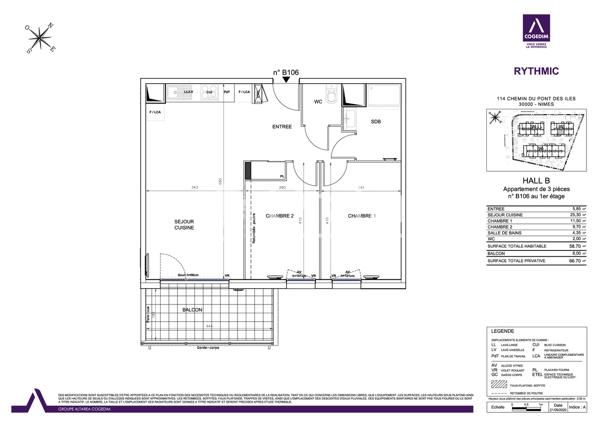 Appartement · Location Nimes (30000) 3 pièces · 59m²