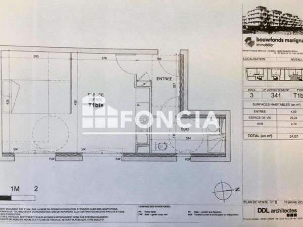 Location Studio meublé 34.07 m² - APPARTEMENT N°341 Rennes 35700