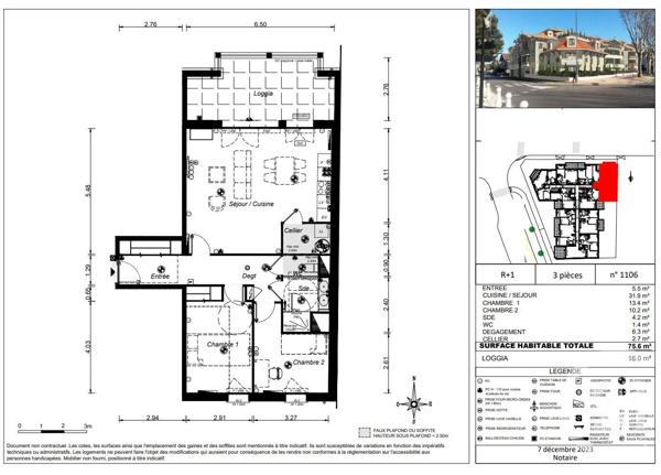 Appartement T3 à vendre  3 pièces - 75,60 m 2   ARCACHON  - 33
