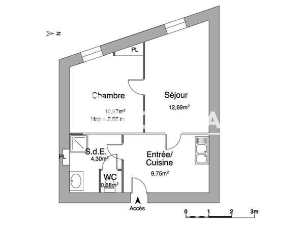 Location Appartement 2 pièces 38.91 m² - 53 AVENUE JEAN PERROT Grenoble 38100